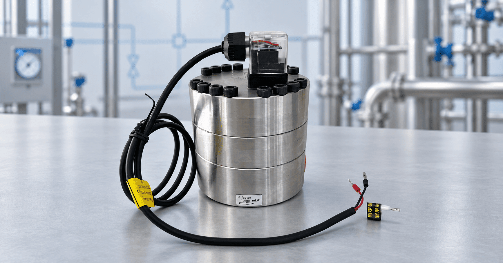 Positive displacement flow meter accuracy compared across flow rates on a Dimens oval gear meter